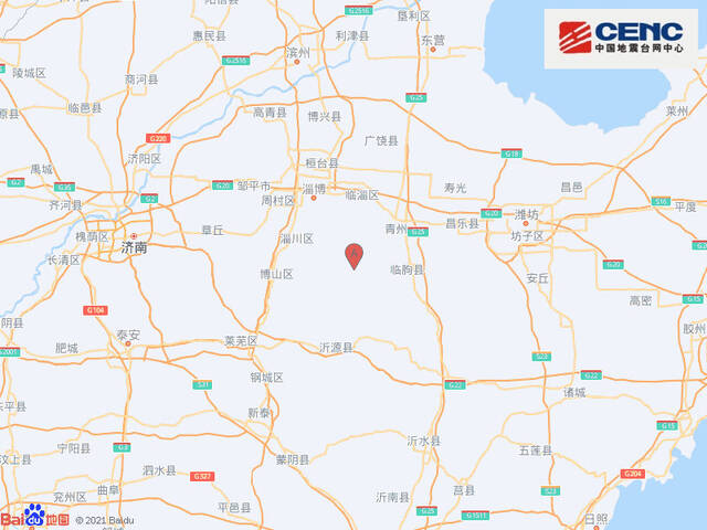 山东潍坊市青州市附近发生3.7级左右地震