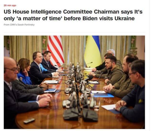 CNN：美国众议院情报委员会主席称拜登访问乌克兰只是“时间问题”