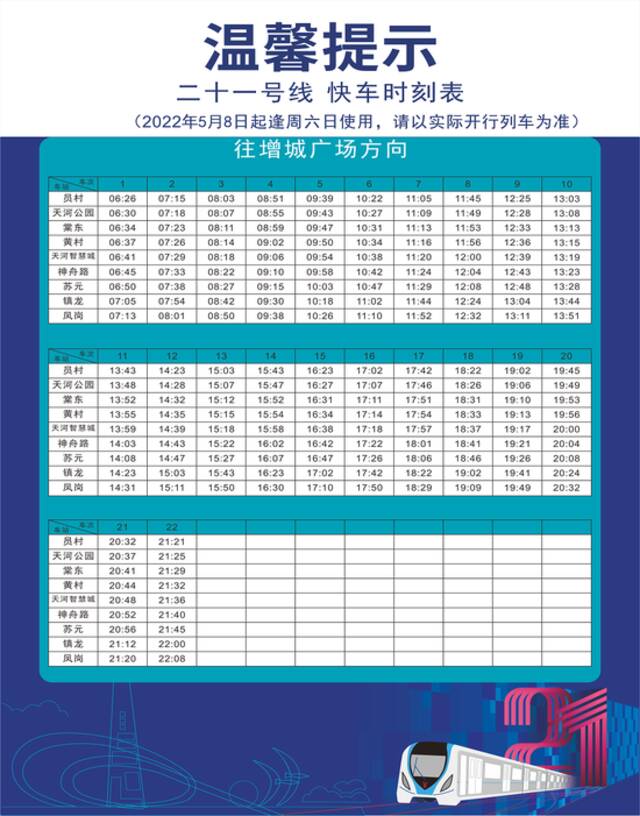 5月5日起，广州地铁十四号线、二十一号线实行最新快车时刻表
