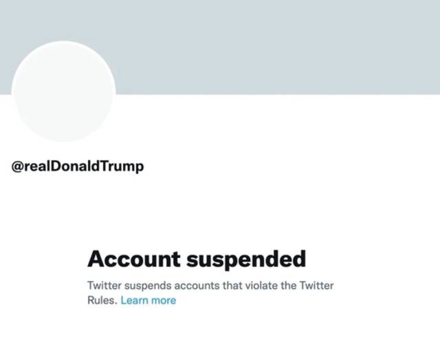此前，特朗普推特账号被封禁（图｜Twitter）