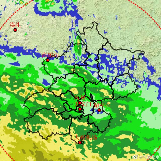 北京石景山等多区出现降雨 预计将影响城区
