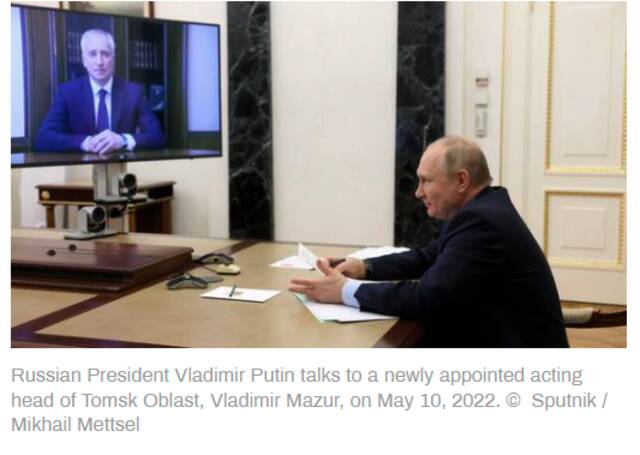 俄总统普京与新任命的托木斯克州代理州长弗拉基米尔·马祖尔视频会谈