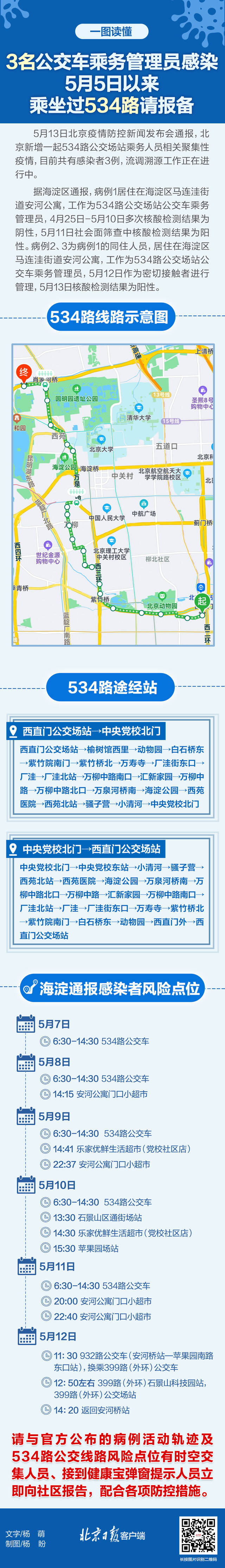 3名公交乘务管理员感染！5月5日以来乘坐过534路请报备