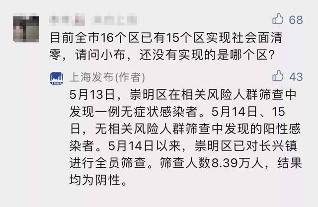 上海哪个区还没有实现社会面清零？上海发布回应