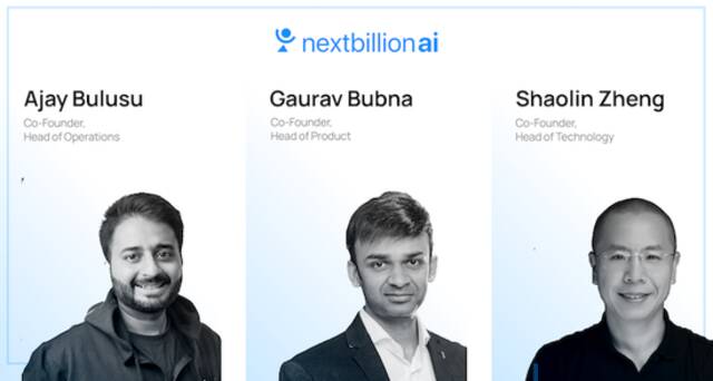 NextBillion.AI的三位创始人|图片来源：官方网站