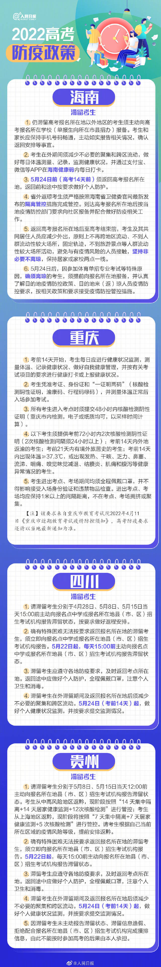 转发提醒！各地高考防疫政策汇总