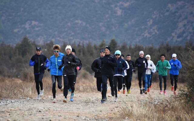 越野跑、马拉松运动员一起集训。供图/魏彪