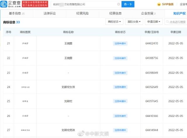 王婉霏商标被抢注