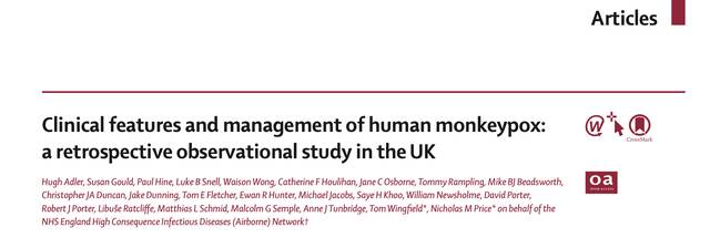 英国7例猴痘患者研究：呼吸道核酸阳性，抗病毒药可减缓症状