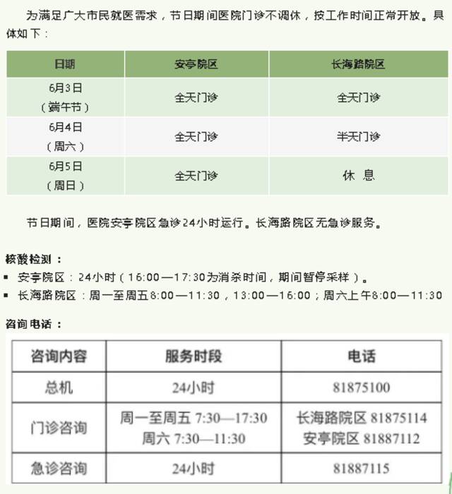 转需！上海市三级医院“端午”假期门急诊安排一览