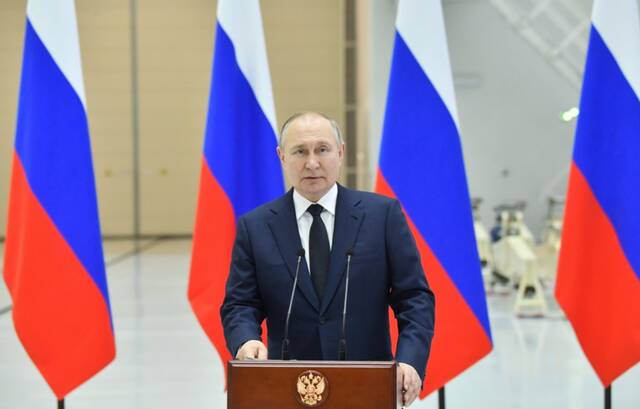 4月12日，俄罗斯总统普京在俄远东地区东方航天发射场发表讲话。