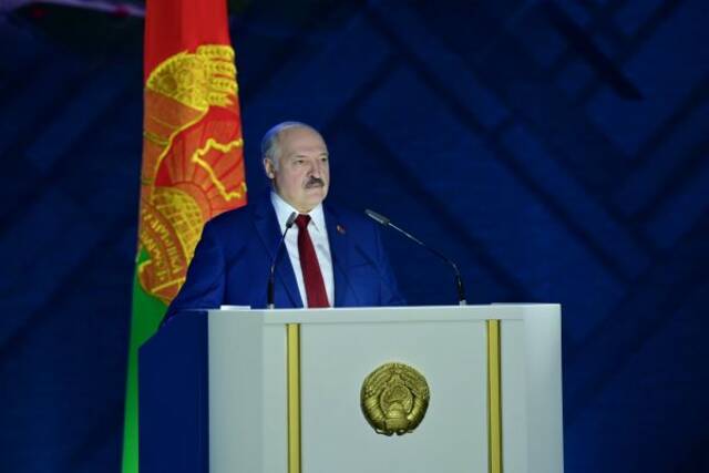 1月28日，白俄罗斯总统卢卡申科发表国情咨文。新华社发（白俄罗斯总统网站供图）