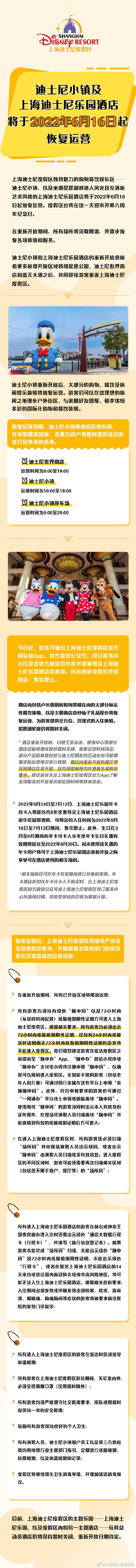 6月16日起 上海迪士尼小镇及上海迪士尼乐园酒店恢复运营