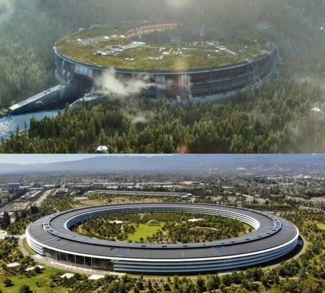 反派老巢和苹果新总部 Apple Park神似