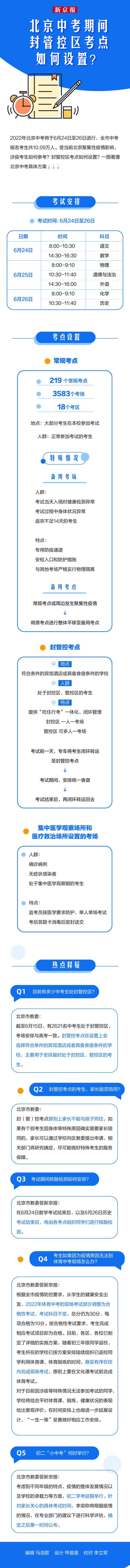 北京中考期间封管控区考点如何设置？一图看懂