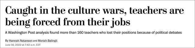 《华盛顿邮报》：美国教师们卷入“文化战争”，许多人被迫辞职