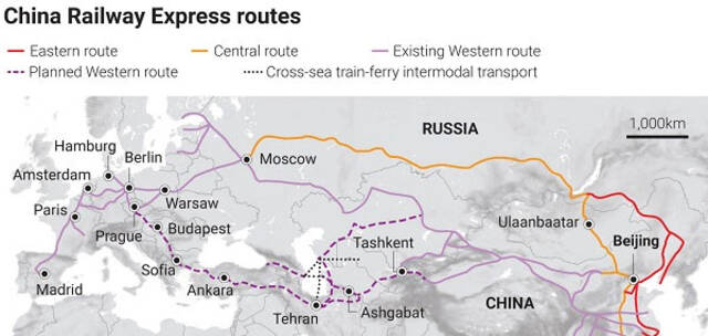 中欧铁路网图源：《南华早报》