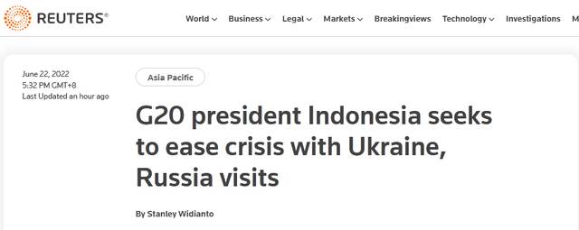 印尼外长：印尼总统下周将访问乌克兰和俄罗斯