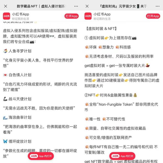 小红书上虚拟服装宣传。截图