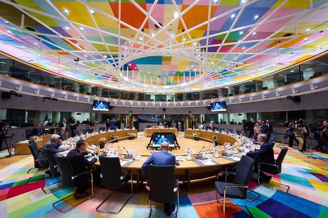 当地时间6月23日，欧洲理事会布鲁塞尔会场。图自美媒