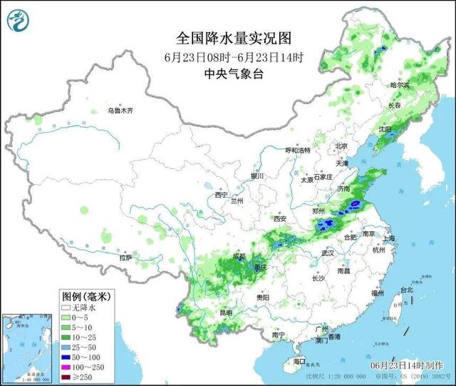 △监测显示，昨天白天，四川盆地东部、河南南部、山东中南部等地降雨相对较强。