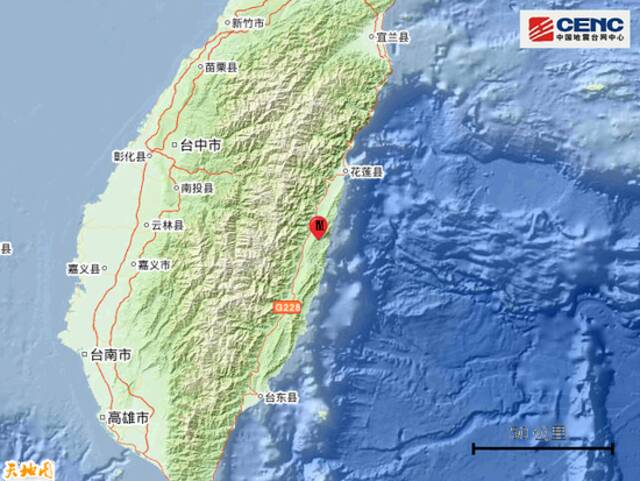 台湾花莲县发生4.5级地震 震源深度10千米