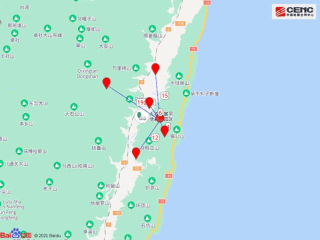 台湾花莲县发生4.5级地震 震源深度10千米