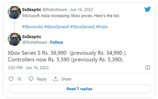 消息称微软Xbox Series S主机及配件即将在印度涨价