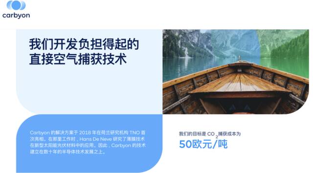 目标是实现 50欧元/吨二氧化碳捕获成本