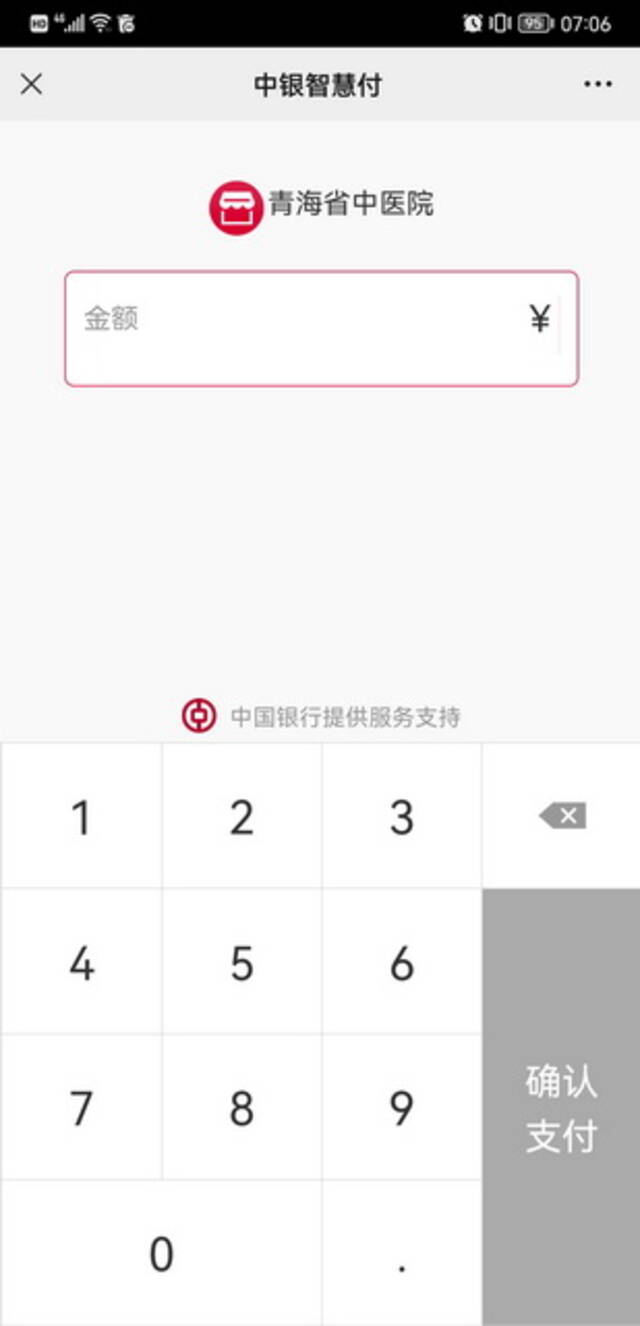 “中银智慧付”页面