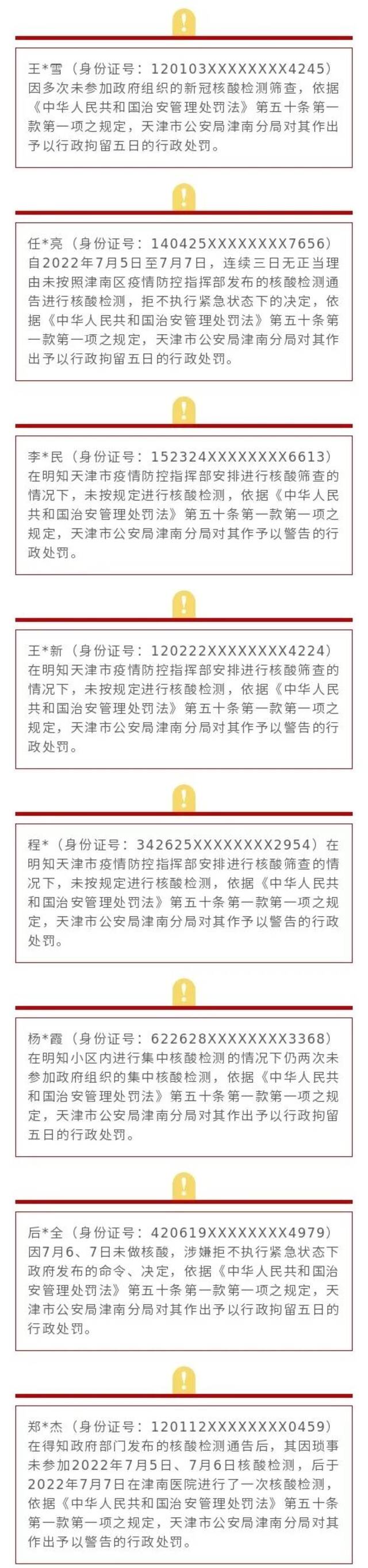 逃避核酸检测，天津多人被列入“失信名单”