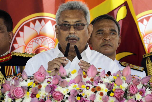 ↑已宣布辞职的斯里兰卡总统戈塔巴雅·拉贾帕克萨