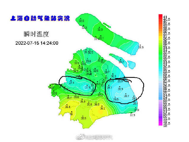 徐家汇站直降9.1℃，上海下雨解除高温橙色预警信号