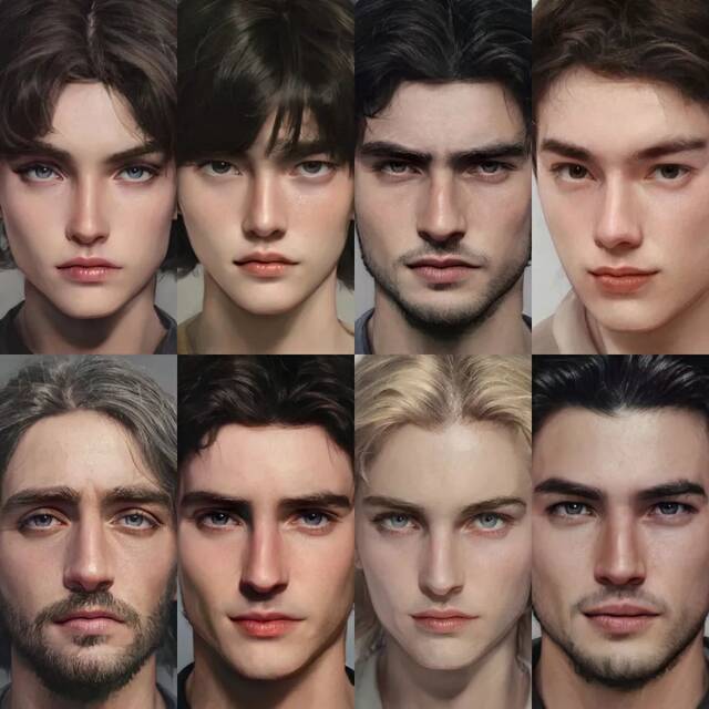 MBTI 16型人格捏脸，两组男女版本。