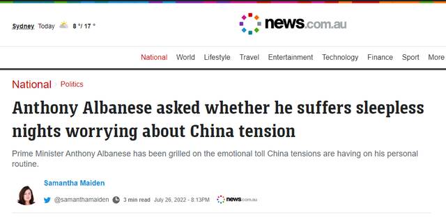 是否因担忧中国而有过“不眠之夜”？澳媒追问 澳总理谨慎回答