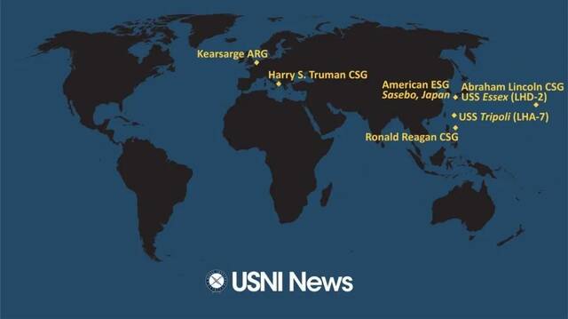 美国海军学院新闻网发布的截至8月1日的美军舰艇部署情况