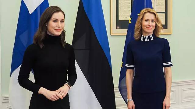 今年3月，芬兰总理（左）与爱沙尼亚总理举行会晤