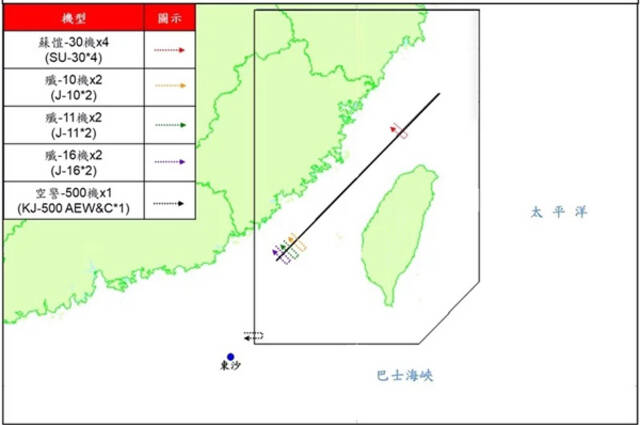 台军称11架次解放军军机穿越所谓“海峡中线”