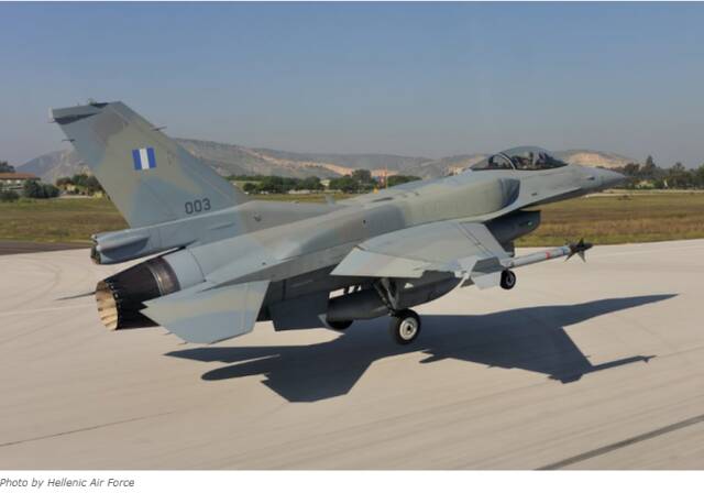 希腊空军一架F-16战斗机图源：外媒引自希腊空军