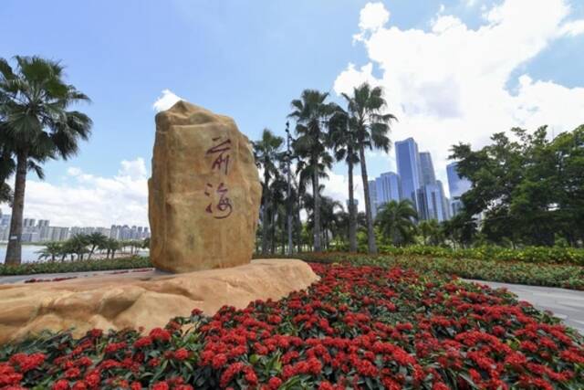 在广东省深圳市前海拍摄的前海石（2021年7月15日摄）。新华社记者毛思倩摄