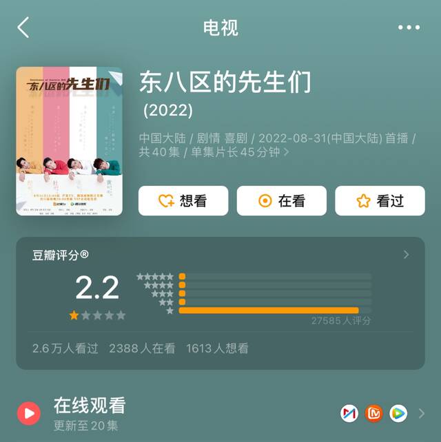 张翰担纲编剧的《东八区的先生们》评分2.2，观众：原谅郭敬明了