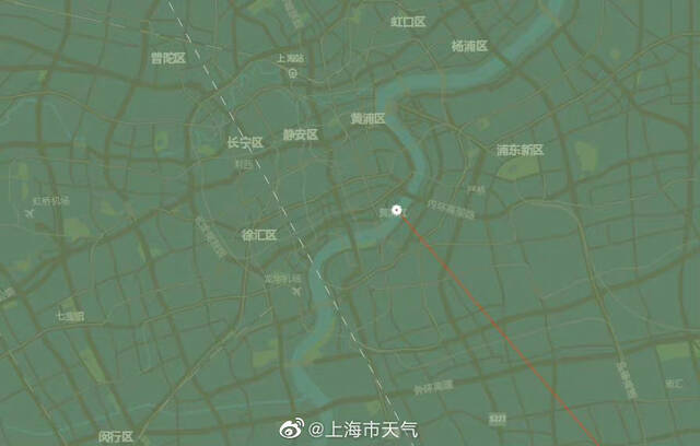 9月15日凌晨2点，台风“梅花”中心正横渡黄浦江。