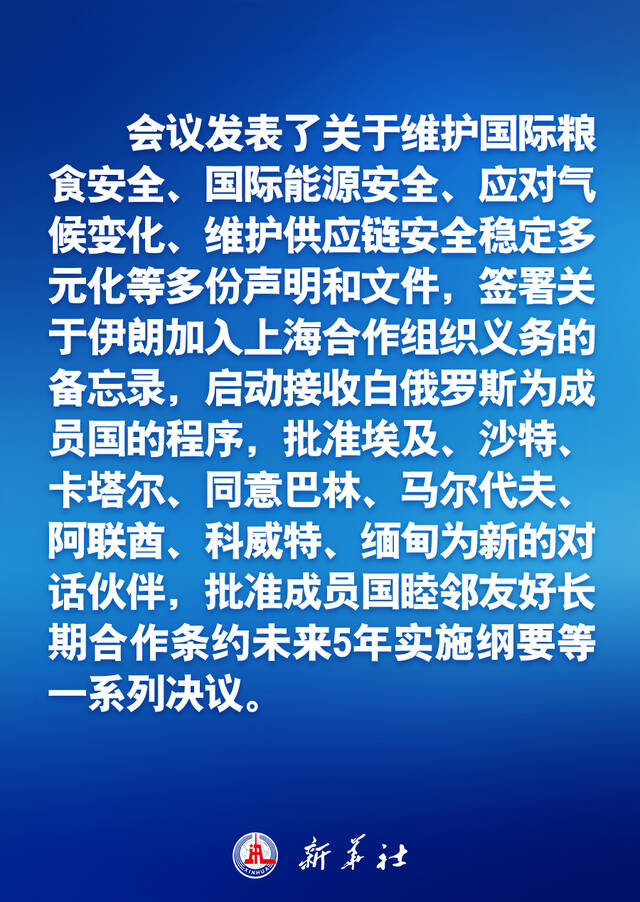 海报｜上合组织成员国元首理事会第二十二次会议取得一系列重要成果