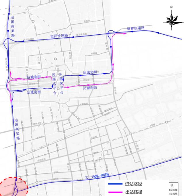 小汽车高架进出站路径