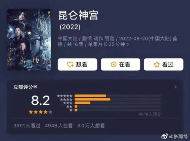《昆仑神宫》豆瓣开分8.2