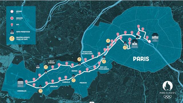 巴黎奥运会马拉松比赛线路正式公布。巴黎奥运会官网图