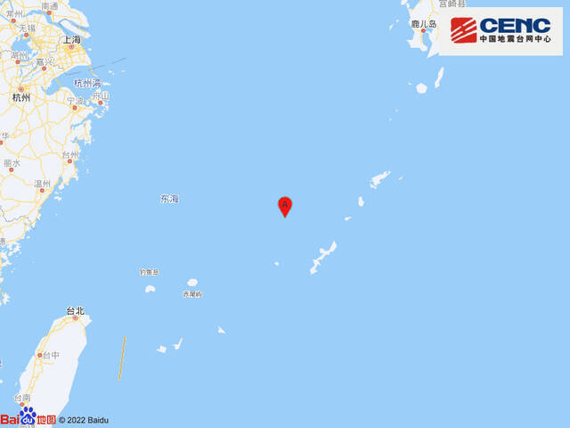 中国东海附近发生5.4级左右地震