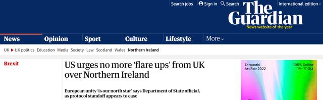 美国敦促英国不要在北爱问题上与欧盟“爆发冲突”？英媒：不寻常