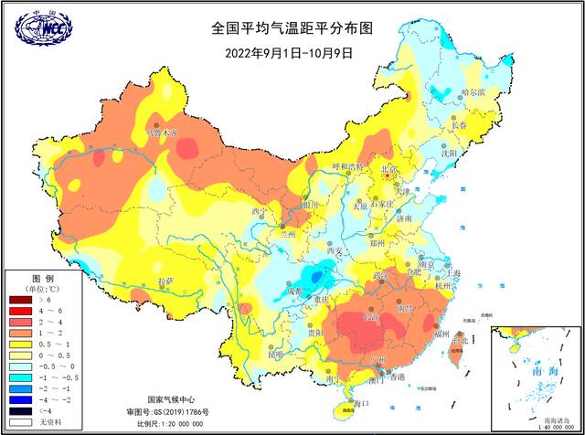 今年秋季以来，全国平均气温距平分布图。国家气候中心供图