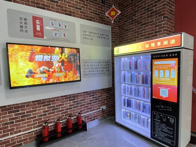 “莘智汇”社区公共空间一楼还有消防火警模拟活动区域。澎湃新闻记者俞凯图